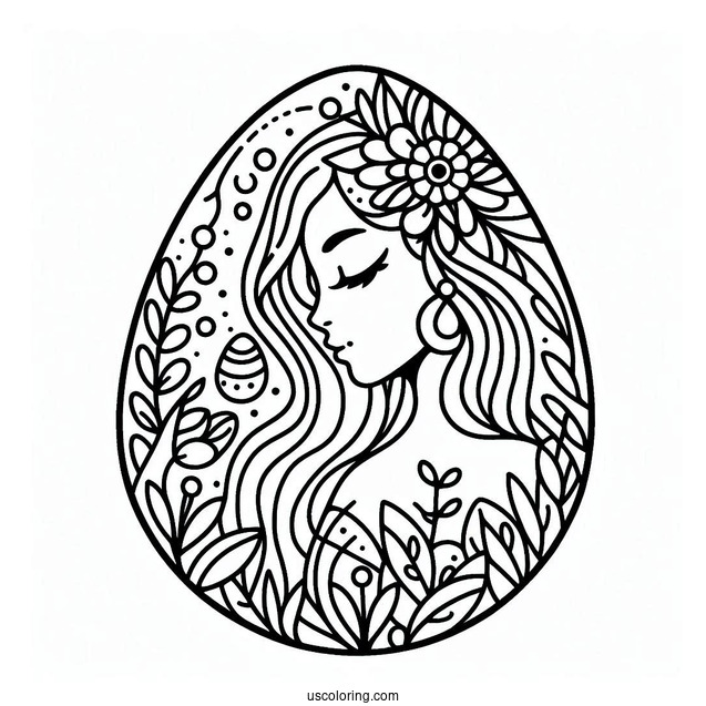 Easter Coloring Page Of Simple Easter Egg Outline For Kids
