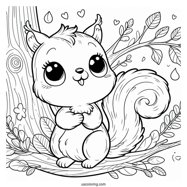 Simple Smiling Squirrel Coloring Page For Kids
