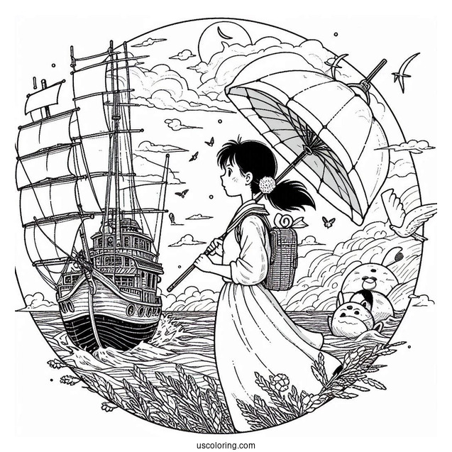 Studio Ghibli Coloring Page of The Wind Rises Nahoko Satomi Painting
