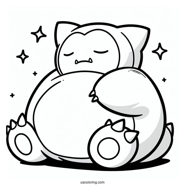 Easy Sleeping Snorlax Coloring Page