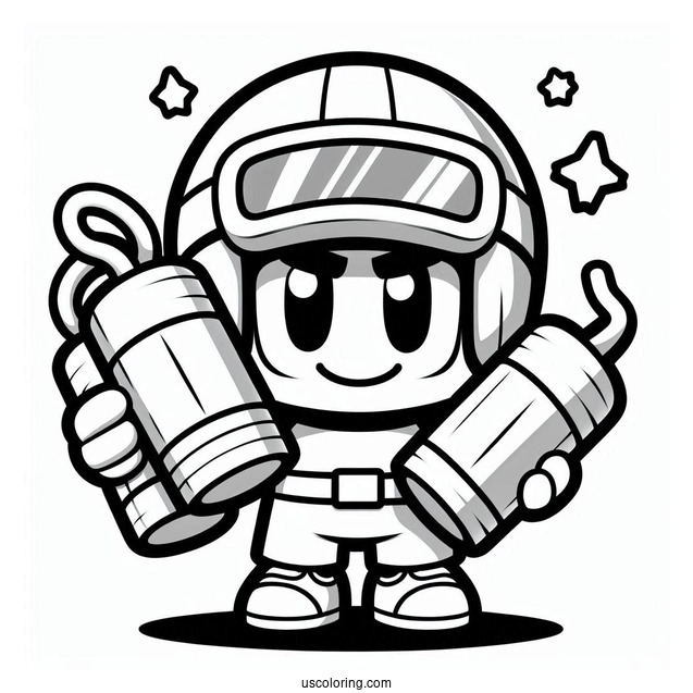Brawl Stars Coloring Page Of Dynamike Holding Dynamites