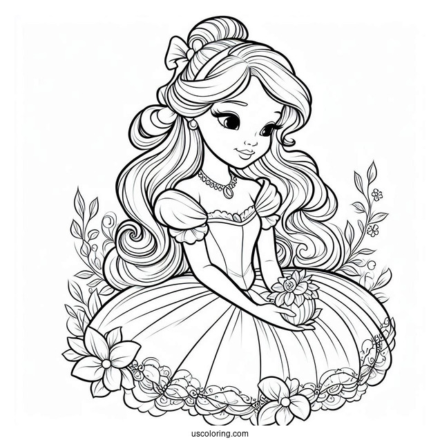 Beautiful Coloring Page Of Cinderella For Kids