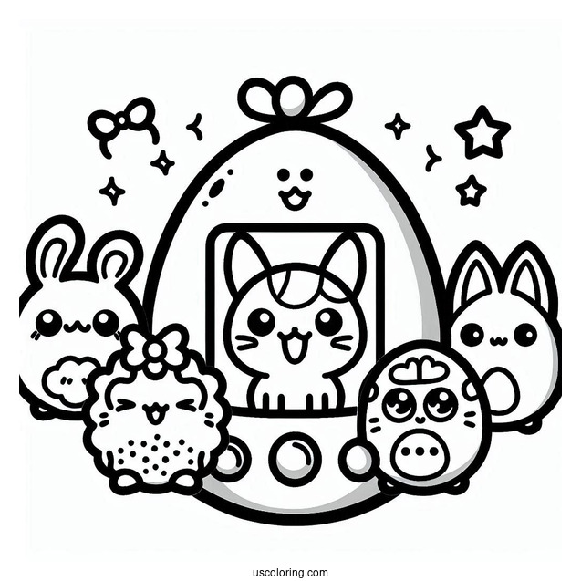 Tamagotchi Coloring Page With Sanrio Characters