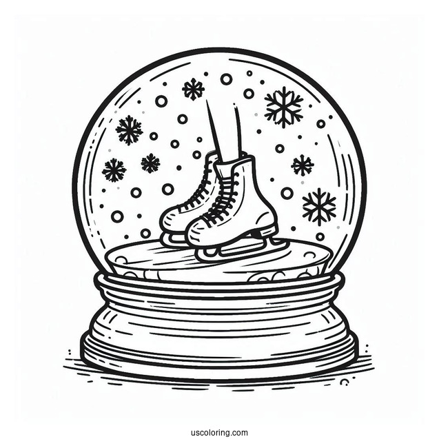 Easy Ice Skates Inside A Snow Globe Coloring Page For Kids