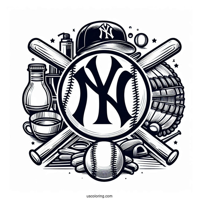 New York Yankees Baseball Team Logo To Color