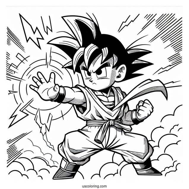 Dragon Ball Z Coloring Page Of Kid Trunks Ready to Fight For Kids