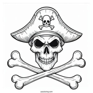 Pirate Skull And Bones Emblem Coloring Sheet