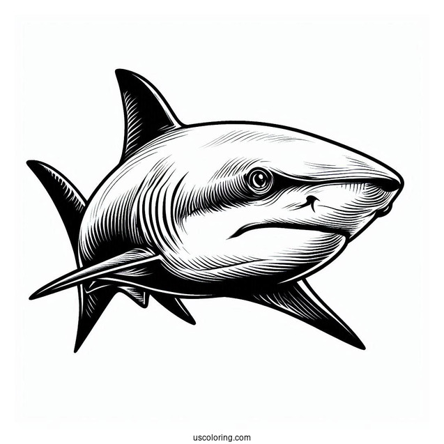 Close Up Of Bull Shark Coloring Page