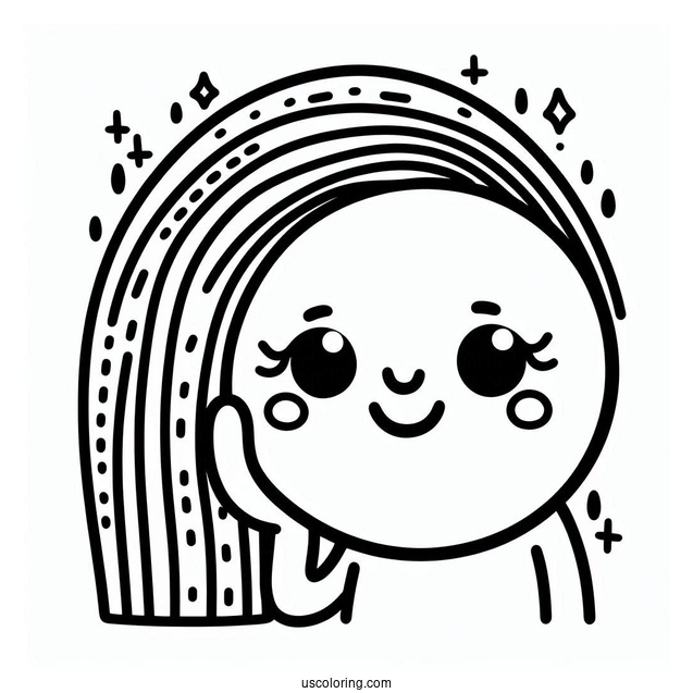 Easy Rainbow With Smiling Faces Coloring Sheet For Kids