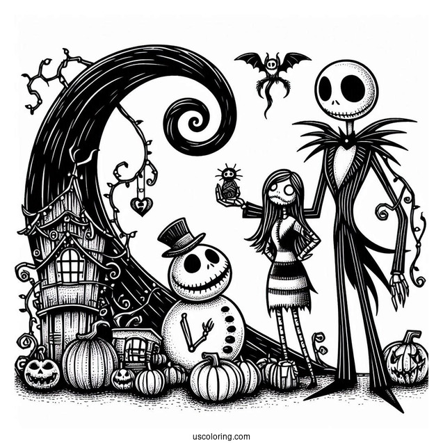 Nightmare Before Christmas Coloring In For Kids