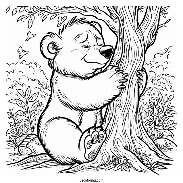 Jungle Book Coloring Page Of Baloo Scratching Back Against Tree