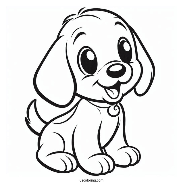 Cute Coloring Page Of Puppy Pluto For Kids