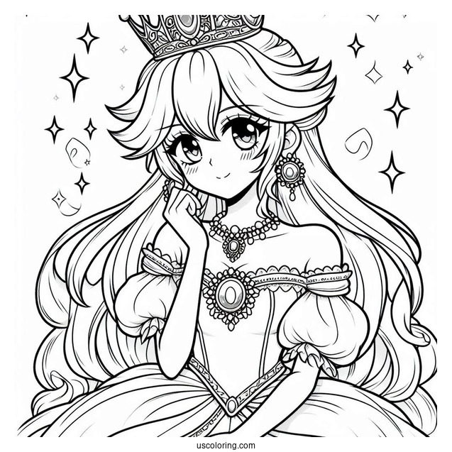 Princess Coloring Page Of Anime Princess Peach