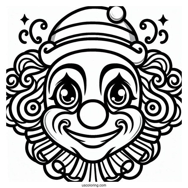 Outline of Clown Face to Color