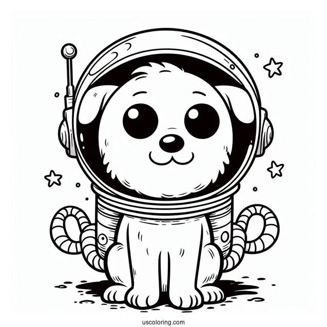 Rick and Morty Coloring Page Of Cute Snuffles the Dog in Space Helmet For Kids