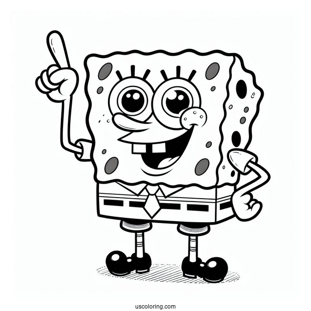 SpongeBob With Pointing Fingers To Color