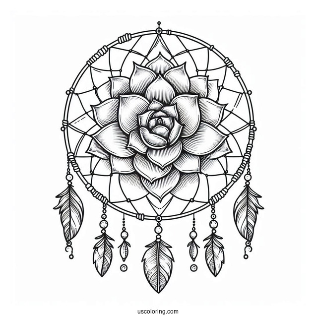 Succulent Coloring Page Dreamcatcher