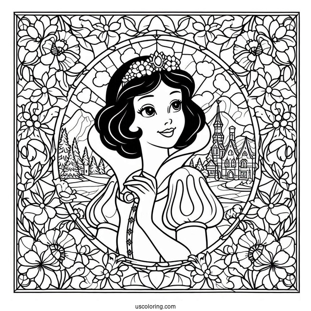 Beautiful Snow White Coloring Pages Stained Glass