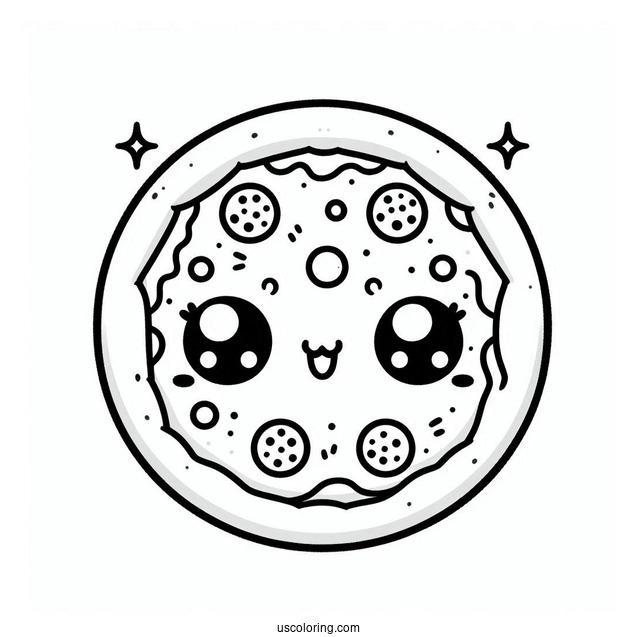 Kawaii Themed Pizza Coloring Sheet
