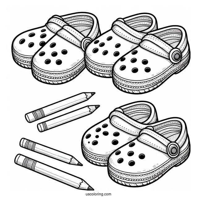 Top View Of Cute Crocs Coloring In