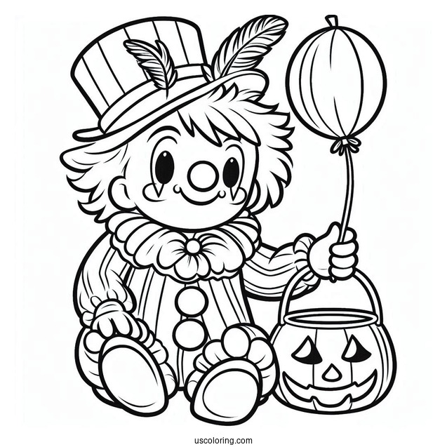 Simple Outline of Halloween Clown