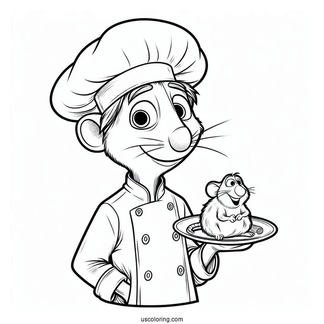 Simple Alfredo Holding Ratatouille Coloring Page For Preschoolers