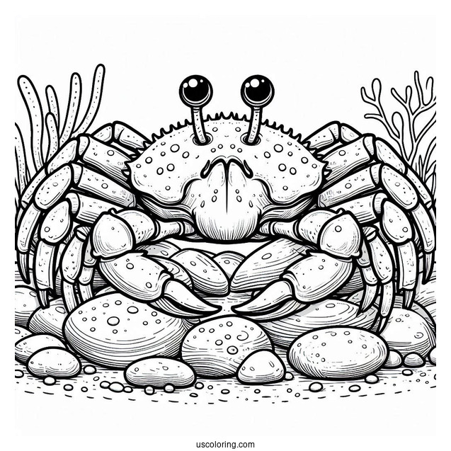 Spider Crab Coloring Page On Rocks