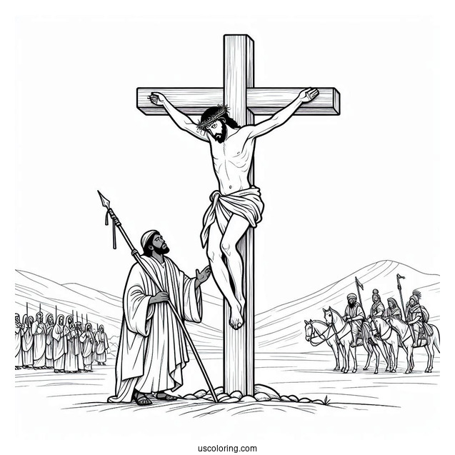 Jesus Christ On Cross Coloring For Kids