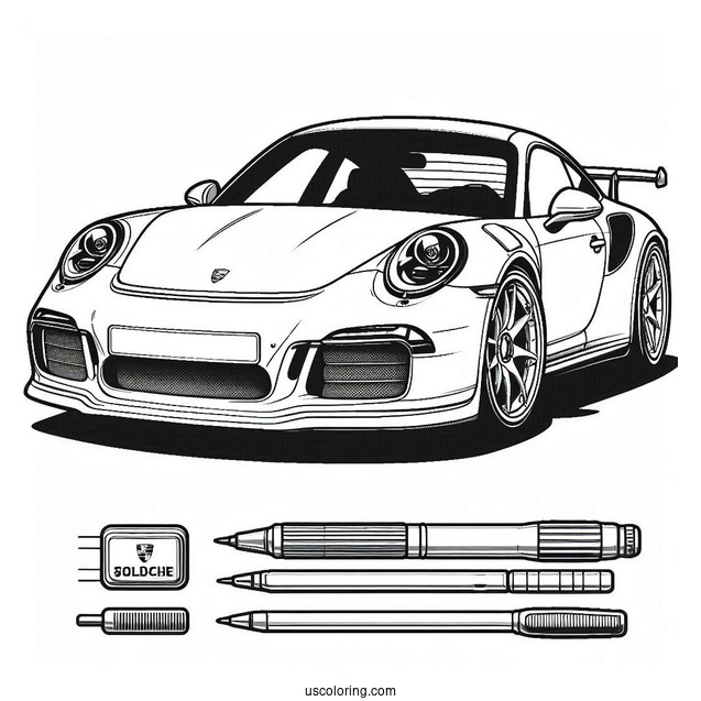 Simple Outline Of Solido Porsche Coloring Page