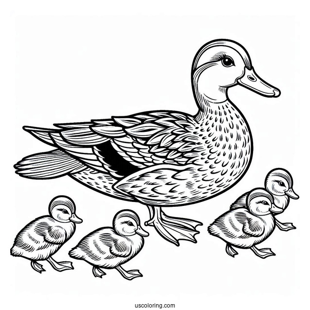 Blue-winged Teal Duck With Ducklings