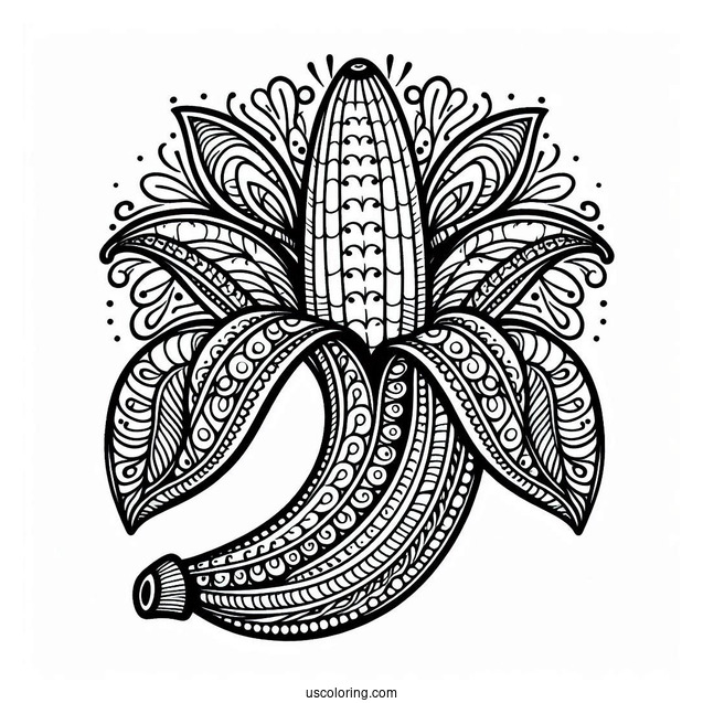 Full Page Banana Coloring Page Mandala