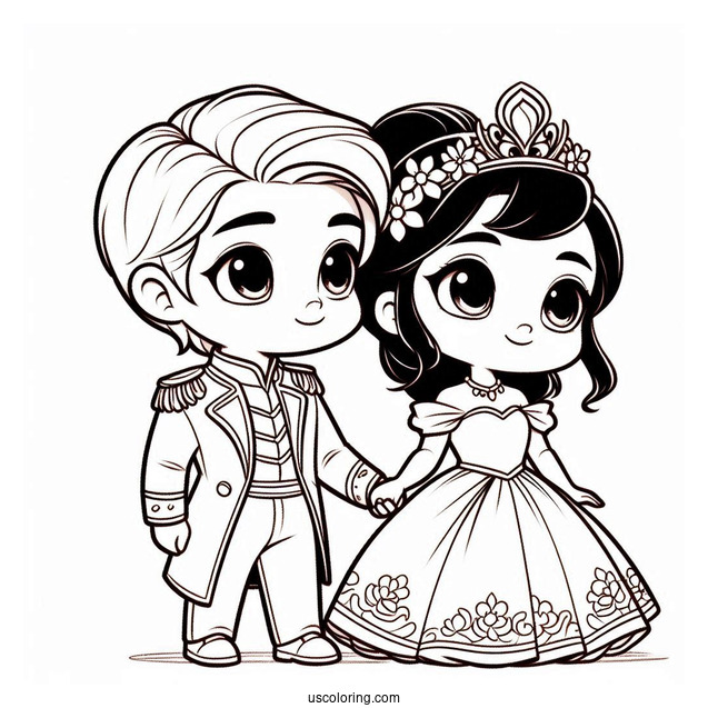 Chibi Tiana With Prince Naveen Coloring Sheet