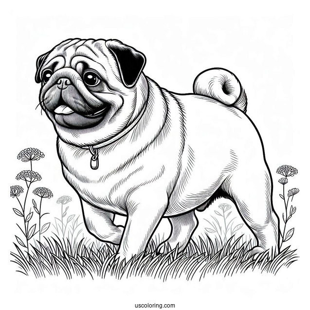 Adult Pug Walking On Grass