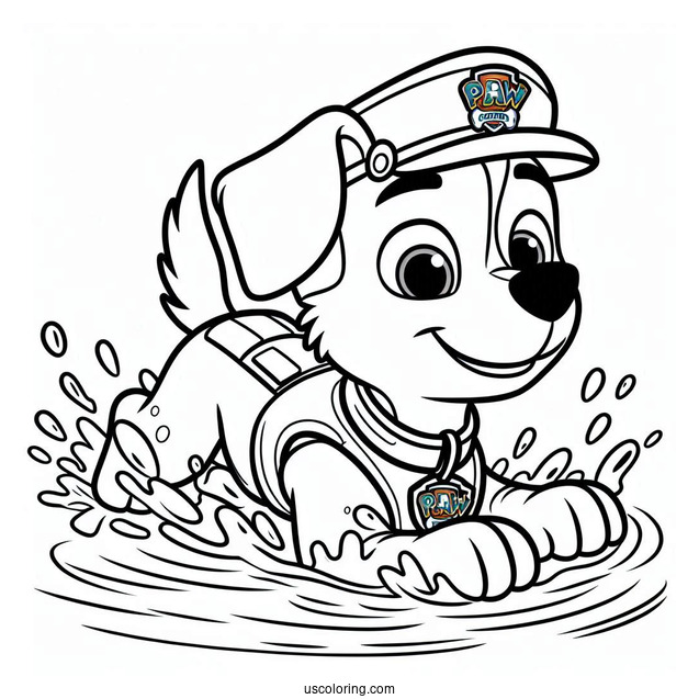 Chase From Paw Patrol Swimming In Water