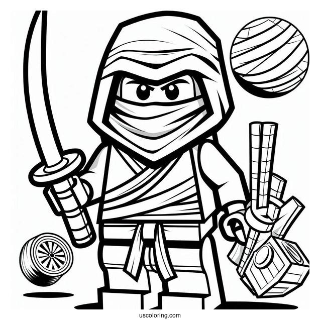 Easy Lego Ninja Coloring In For Preschoolers