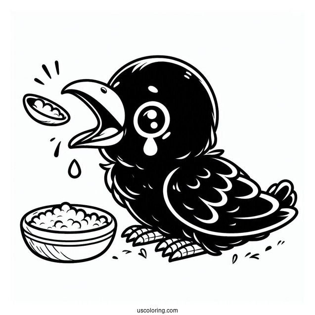 Easy Baby Raven Coloring Page Crying For Food For Preschoolers