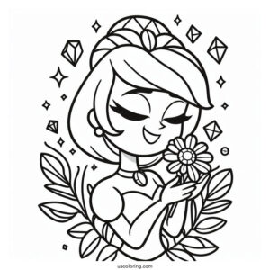 Jewel Holding A Flower Coloring Page