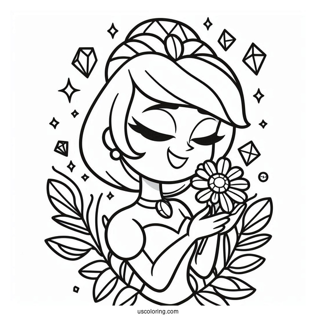 Jewel Holding A Flower Coloring Page