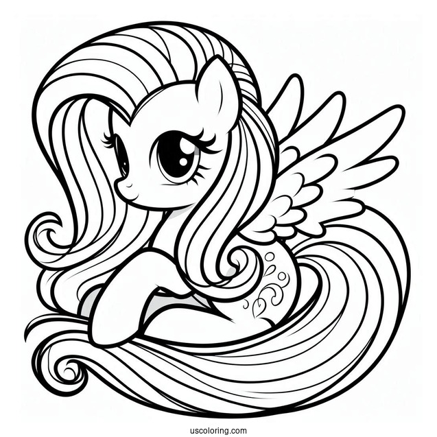 Cute Fluttershy Outline for Kids