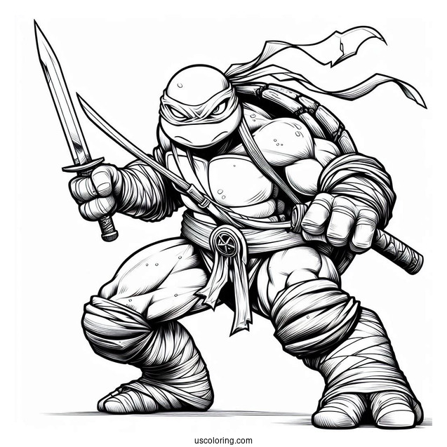 Ninja Turtles Coloring Page Of Detailed Rafael