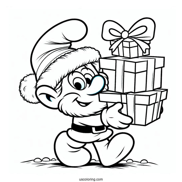 Santa Smurf Carrying Christmas Presents