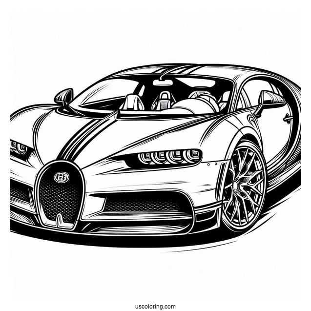 Easy Outline Of Bugatti Coloring Page Chiron For Kids