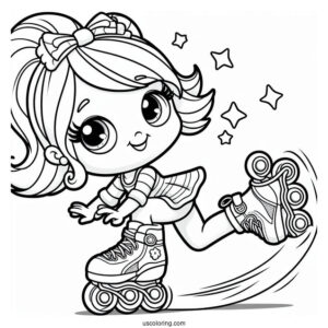 Polly Pocket Coloring Page In Rollerblades