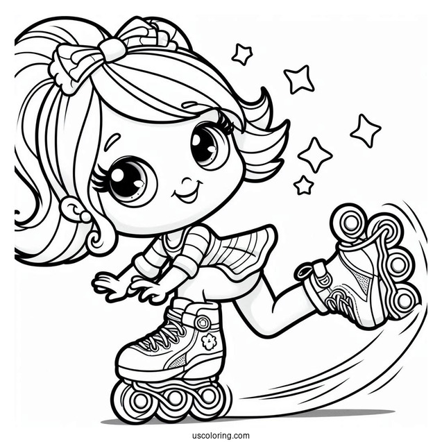 Polly Pocket Coloring Page In Rollerblades