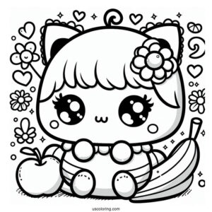 Cute Kawaii Coloring Page For Kids