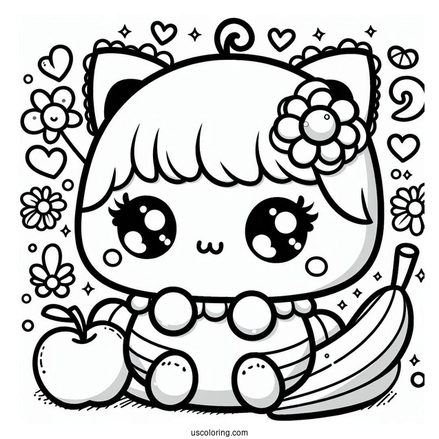 Cute Kawaii Coloring Page For Kids