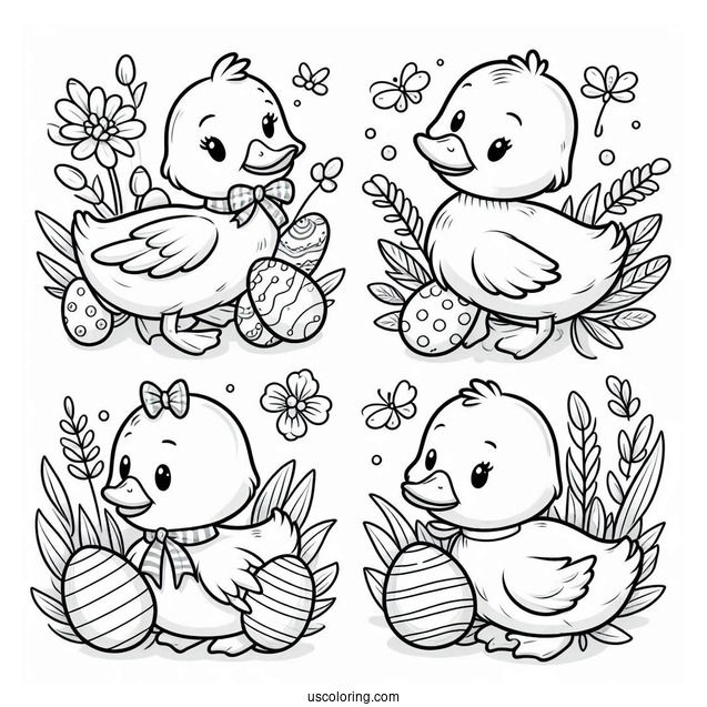 Easter Themed Ducks To Color For Kids