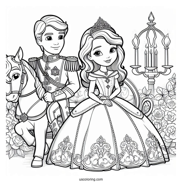 Sofia The First Coloring Page With Prince James, And Princess Amber