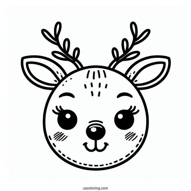 Simple Rudolph Coloring Page Face Template