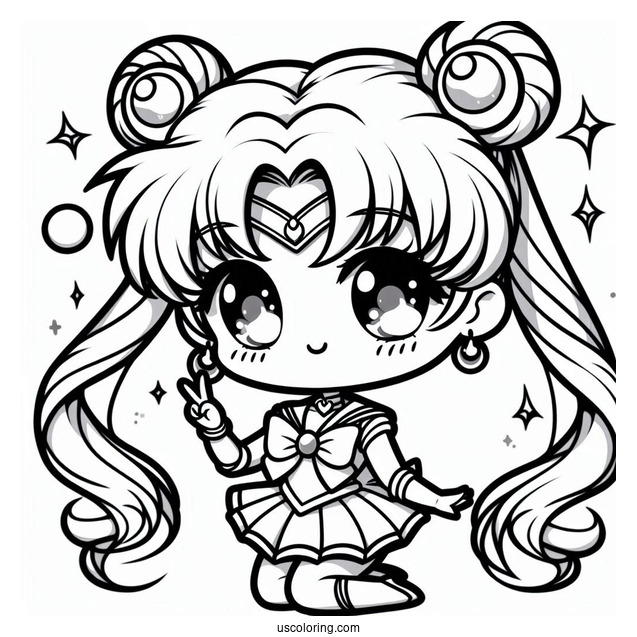 Chibi Kawaii Sailor Moon Coloring In